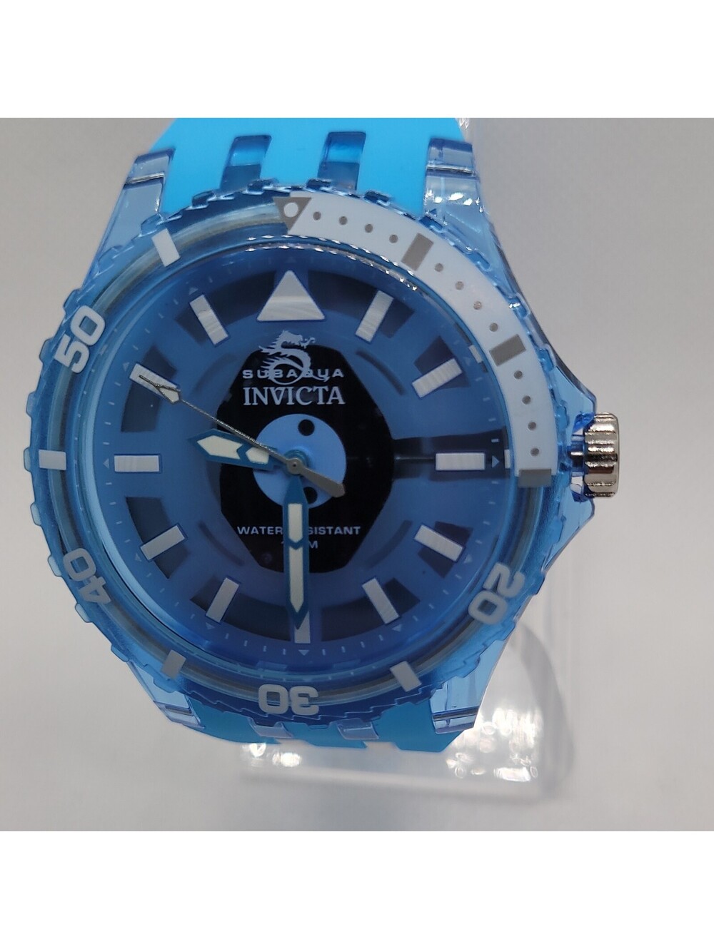185 invicta subaqua sport blue 44mm silicone strap analog water-resis wristwatch